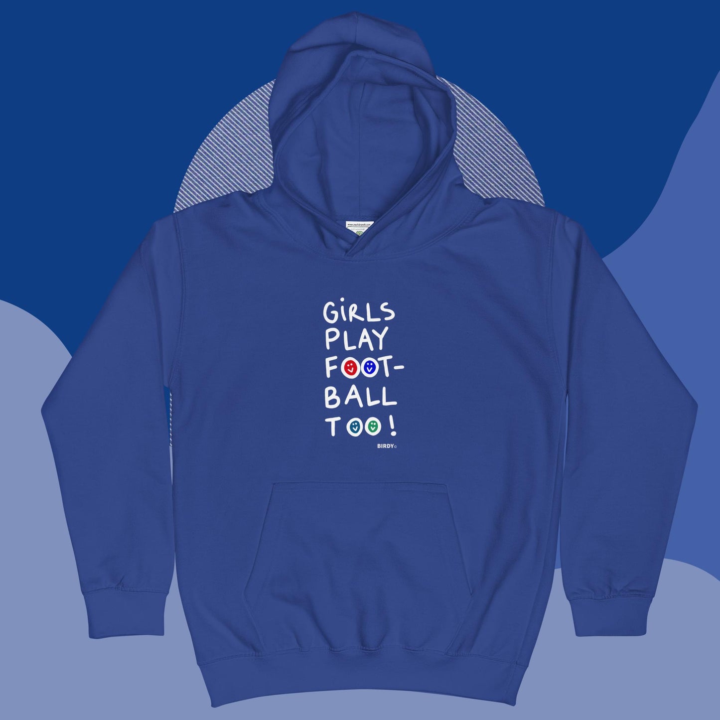 Girls Play Football Too Kids Hoodie